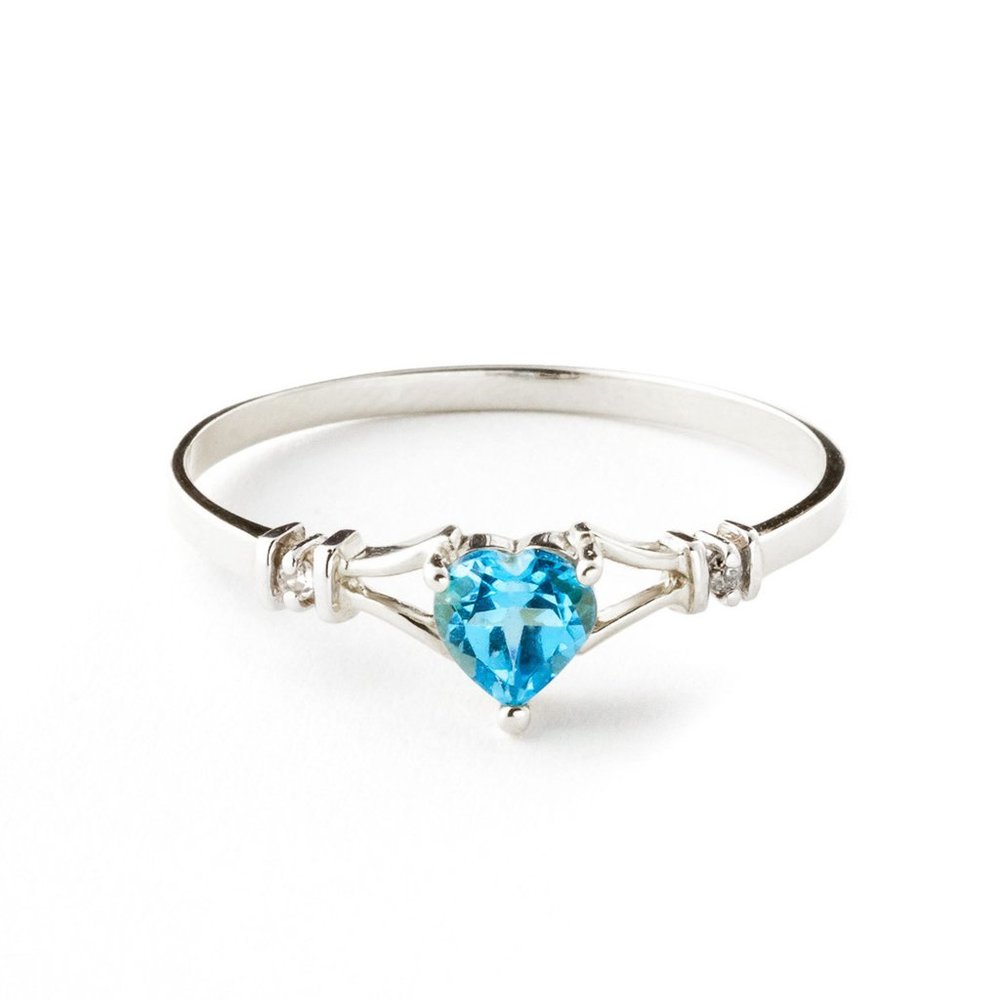 14K. GOLD RINGS W/ NATURAL DIAMONDS & BLUE TOPAZ - Picture 2 of 5